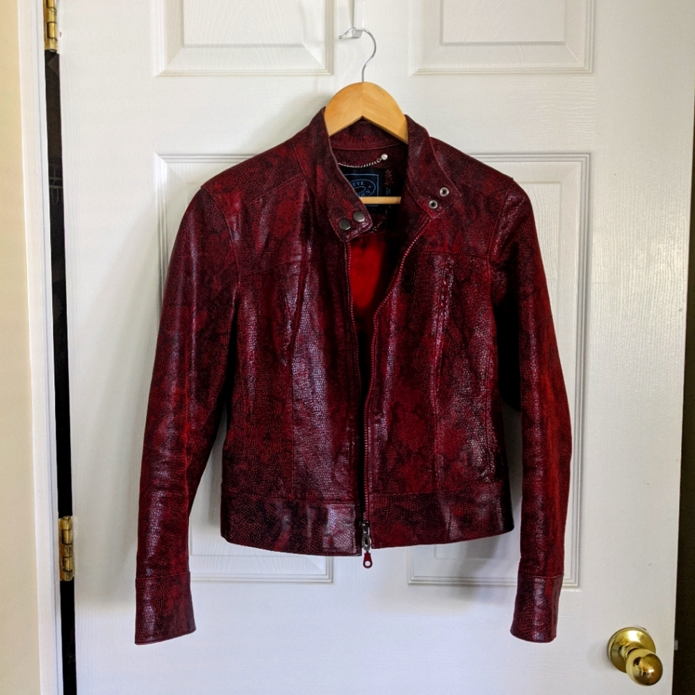 Genuine leather jacket red